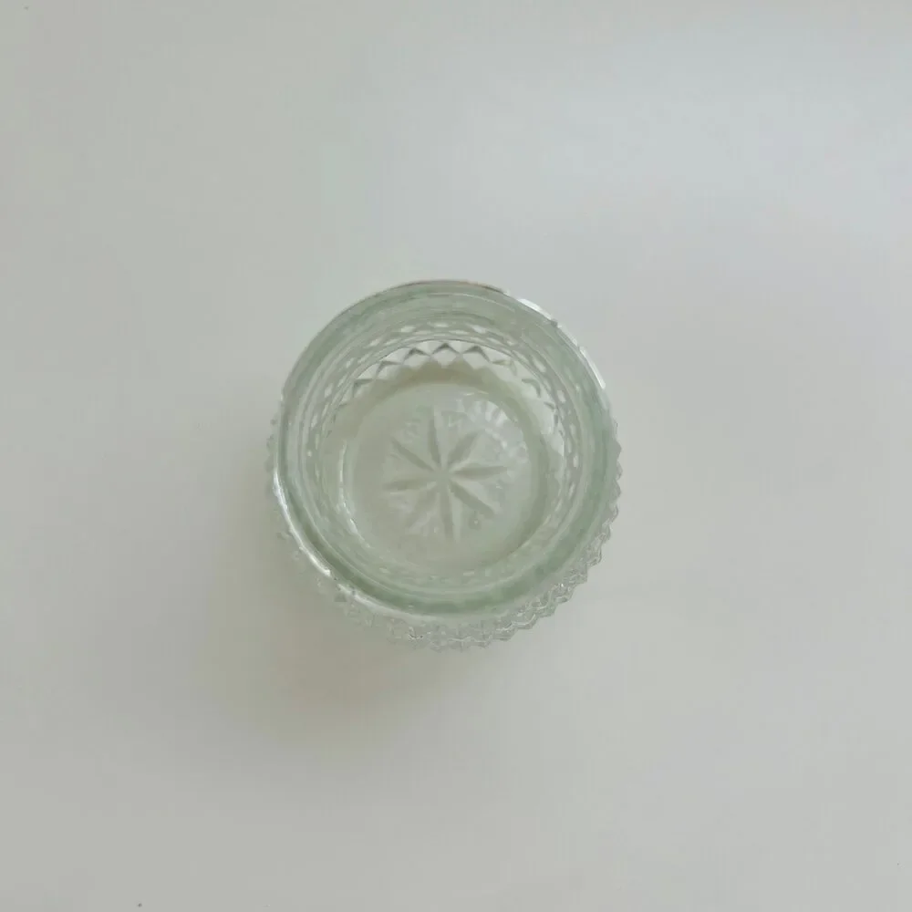 Vintage Diamond Point Glass Syrup Dispenser With Chrome Plated Lid Hinged Lever
